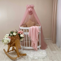 Baldachin pentru Patul Bebe/ Copii, Roz Închis
